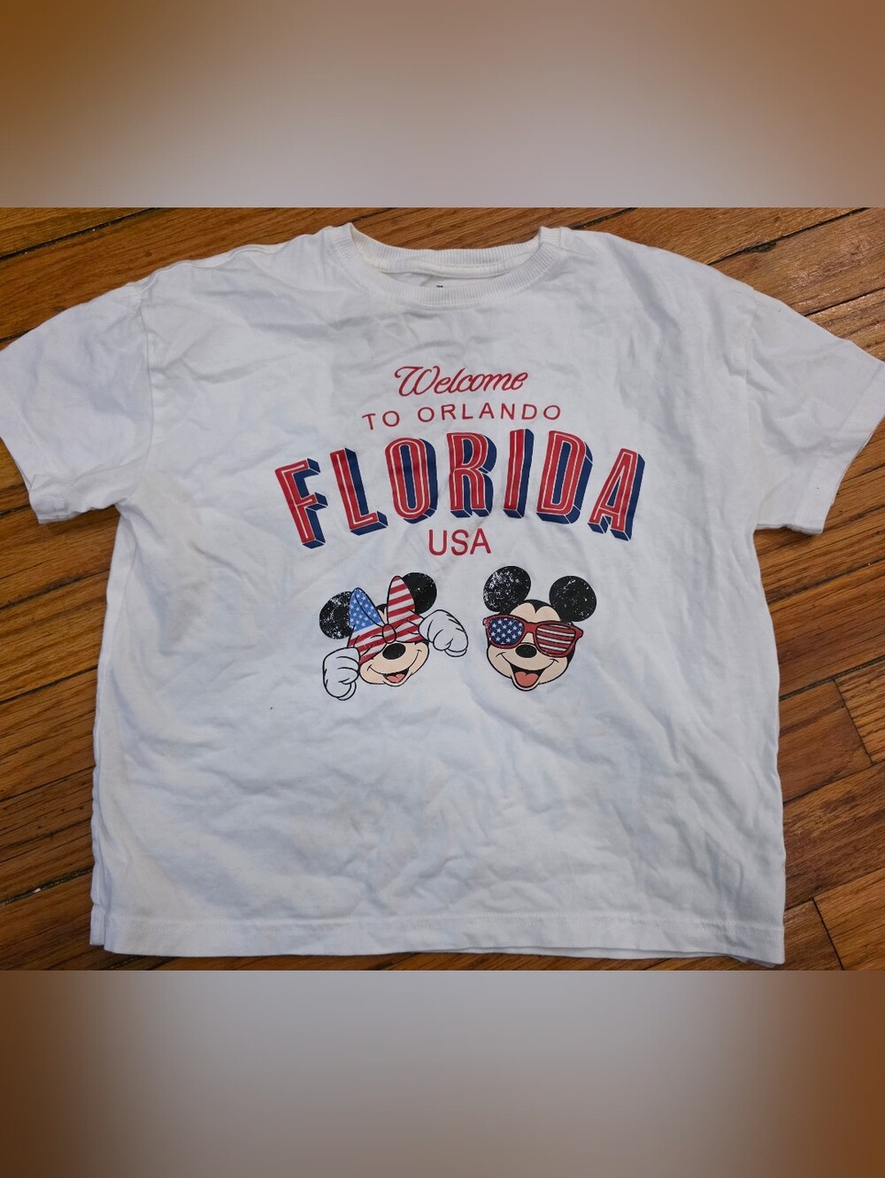 Primark White Kids Tee with Red & Blue 'Florida USA' Graphic